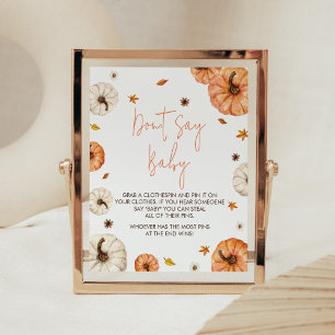Een klein pompoen Baby shower zeg geen Baby Poster