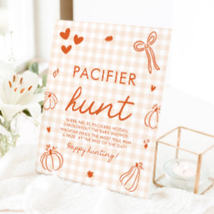 Een Klein Pompoen Fopspenen Jacht Baby Shower Spel Reclamebord Met Voetstuk