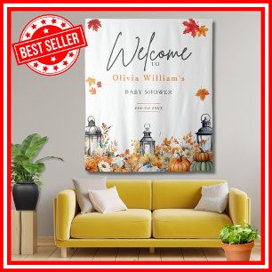 Een Klein Pompoen Herfst Baby Shower WELKOM BORD Wandkleed