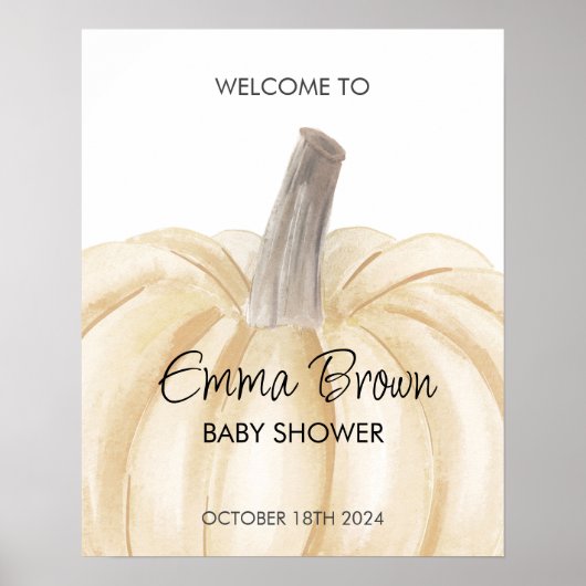 Een klein pompoen Herfst Baby shower welkomstbord Poster (Voorkant)