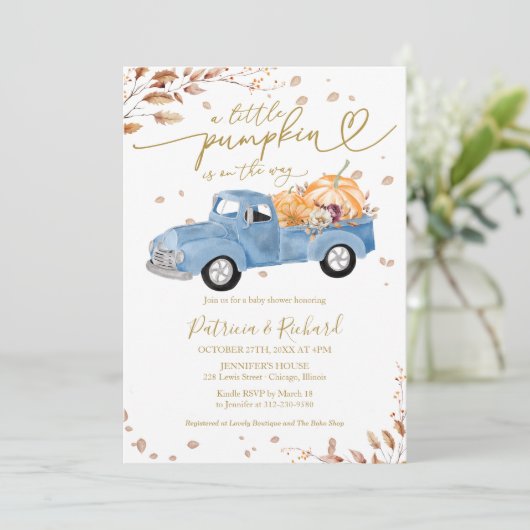 Een klein pompoenBaby shower Kaart (Staand voorkant)