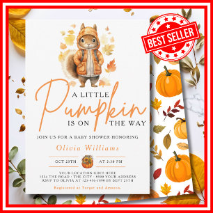 Een Klein Pompoentje Herfst Squirreltje Baby Borre Kaart