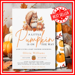 Een Klein Pompoentje Herfst Squirreltje Baby Borre Kaart