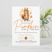 Een Klein Pompoentje Herfst Squirreltje Baby Borre Kaart (Staand voorkant)