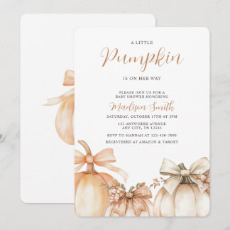 Een Klein Pompoentje Is Op Weg Herfst Baby Shower Kaart