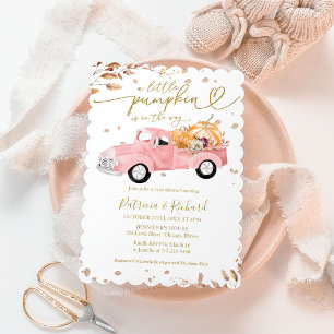 Een Klein Pompoentje Is Op Weg Meisje Baby Borrel Kaart
