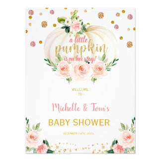 Een klein pompoenwelkomstteken voor Baby shower Foto Afdruk
