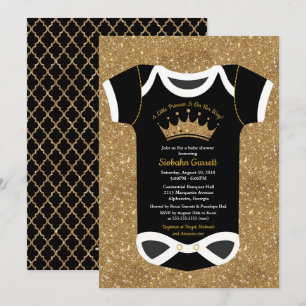 Een klein prinses Black en Royal Gold Baby shower Kaart