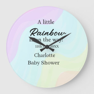 Een klein regenboogje is op komst baby shower naam grote klok