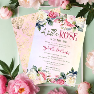 Een klein Roos is op weg naar bloemig Baby shower Kaart
