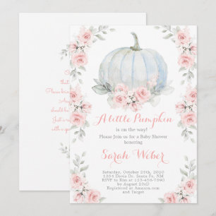 Een klein roze herfst baby shower meisje kaart