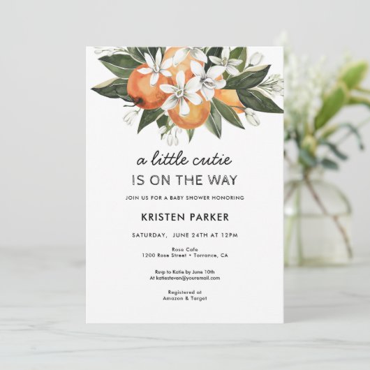 Een Klein Schatje Is Op Komst Moderne Baby Shower Kaart (Staand voorkant)