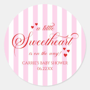 Een Klein Schatje Roze Rode Harten Baby Shower Ronde Sticker