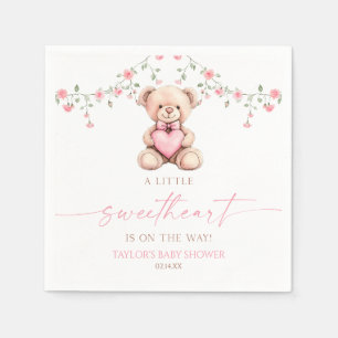 Een Klein Schatje Roze Teddybeer Baby Shower Servet