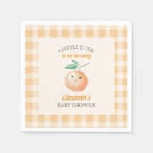 Een Klein Schattig Oranje Gingham Citrus Babyfeest