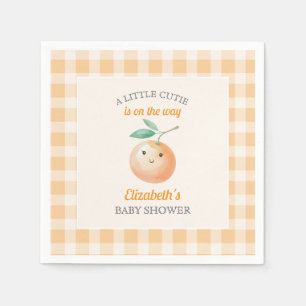Een Klein Schattig Oranje Gingham Citrus Babyfeest Servet