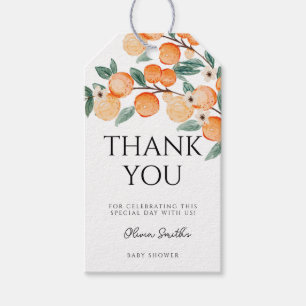 Een Klein Schattig Sinaasappel Citrus Bedankt baby Cadeaulabel