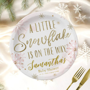 Een klein sneeuwvlokje Baby Shower Persoonlijk Papieren Bordje