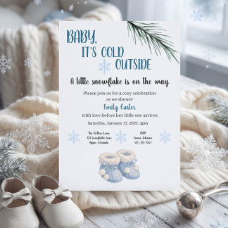 Een Klein Sneeuwvlokje Is Op Weg Baby Shower Kaart
