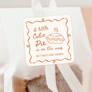Een klein snoezig gebakje baby shower favorietje vierkante sticker