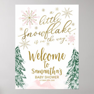 Een klein Snowflake Baby shower Welkomstteken Poster