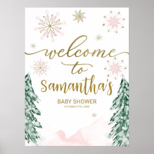 Een klein Snowflake Baby shower Welkomstteken Poster