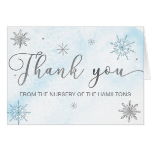 Een klein Snowflake Blue Baby shower Dank je