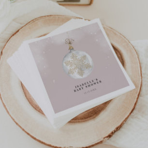 Een klein Snowflake Blush Pink Baby shower Servet
