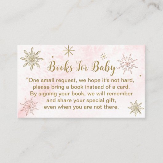 Een klein Snowflake Roze Baby shower Informatiekaartje (Voorkant)