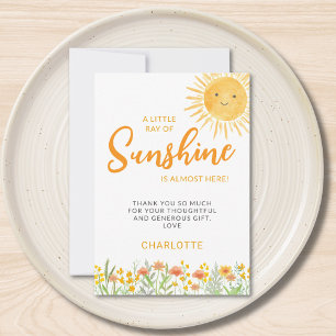 Een klein straaltje zonneschijn Baby Shower Bedankkaart