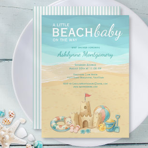 Een Klein Strand Baby Zandkasteel Shower Uitnodigi Kaart