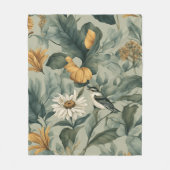 Een klein vogeltje bij de bloemen fleece deken (Voorkant)