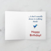 Een klein vogeltje vertelde me dat het je verjaard kaart (Binnen)