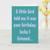 Een klein vogeltje vertelde me dat het je verjaard kaart (Gele Bloem)