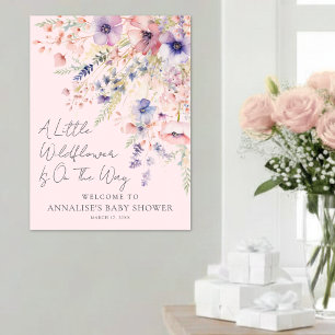 Een Klein Wild Bloemetje Blush Roze Baby Shower Bo Poster