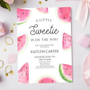 Een Klein Zoet Roze Groen Watermeloen Baby Shower Kaart
