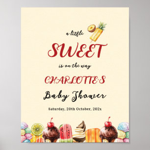 Een Klein Zoetigheid Is Op Weg Ijs Baby Shower Poster