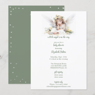 Een kleine aquarel engel baby shower kaart