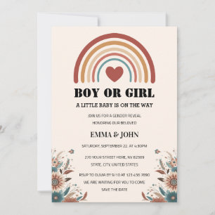 Een kleine Baby is op weg naar Boho Gender Reveal Kaart