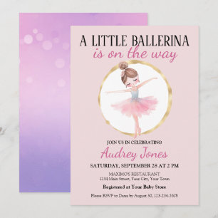 Een kleine ballerina is op weg naar het Baby showe Kaart