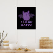 Een kleine Batty Funny Baby Bat Pun Dark BG Poster (Keuken)