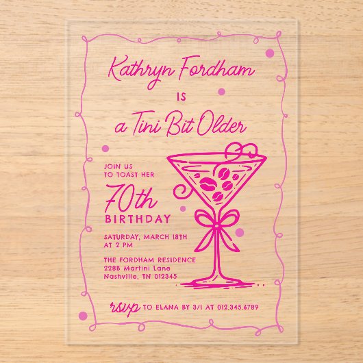 Een kleine beetje oudere espresso martini 70e verj acryl uitnodigingen (Voorkant)