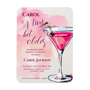 Een kleine beetje oudere roze cocktail verjaardag magneet
