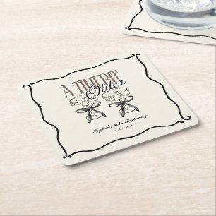 Een kleine beetje oudere verjaardag espresso marti vierkante kartonnen onderzetter