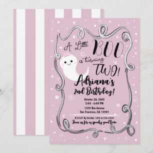 Een kleine boe die 2 TWEE roze Halloween Ghost dra Kaart