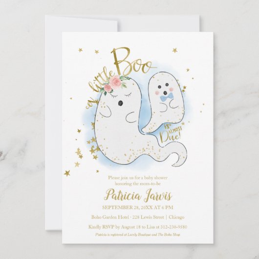 Een kleine Boo Halloween Baby shower uitnodiging (Voorkant)