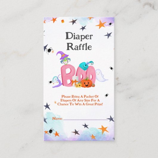 Een kleine boo spook, uil Halloween Baby luiers Informatiekaartje (Voorkant)