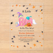 Een kleine boo spook, uil Halloween Baby shower Acryl Uitnodigingen (Voorkant)