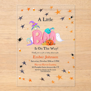 Een kleine boo spook, uil Halloween Baby shower Acryl Uitnodigingen