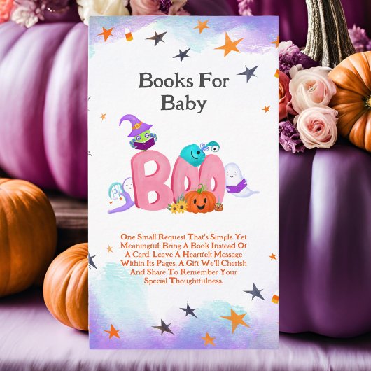 Een kleine boo spook, uil Halloween Baby shower bo Informatiekaartje